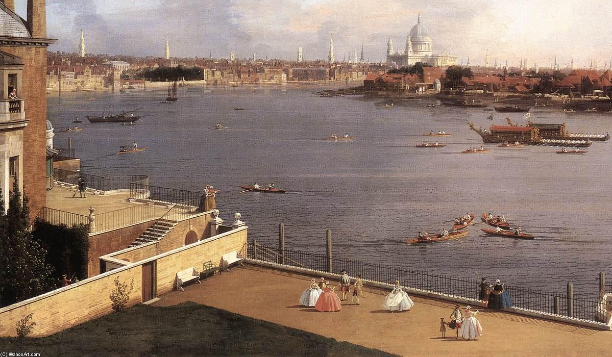 Wikioo.org - The Encyclopedia of Fine Arts - Painting, Artwork by Giovanni Antonio Canal (Canaletto) - London: The Thames and the City of London from Richmond House (detail)