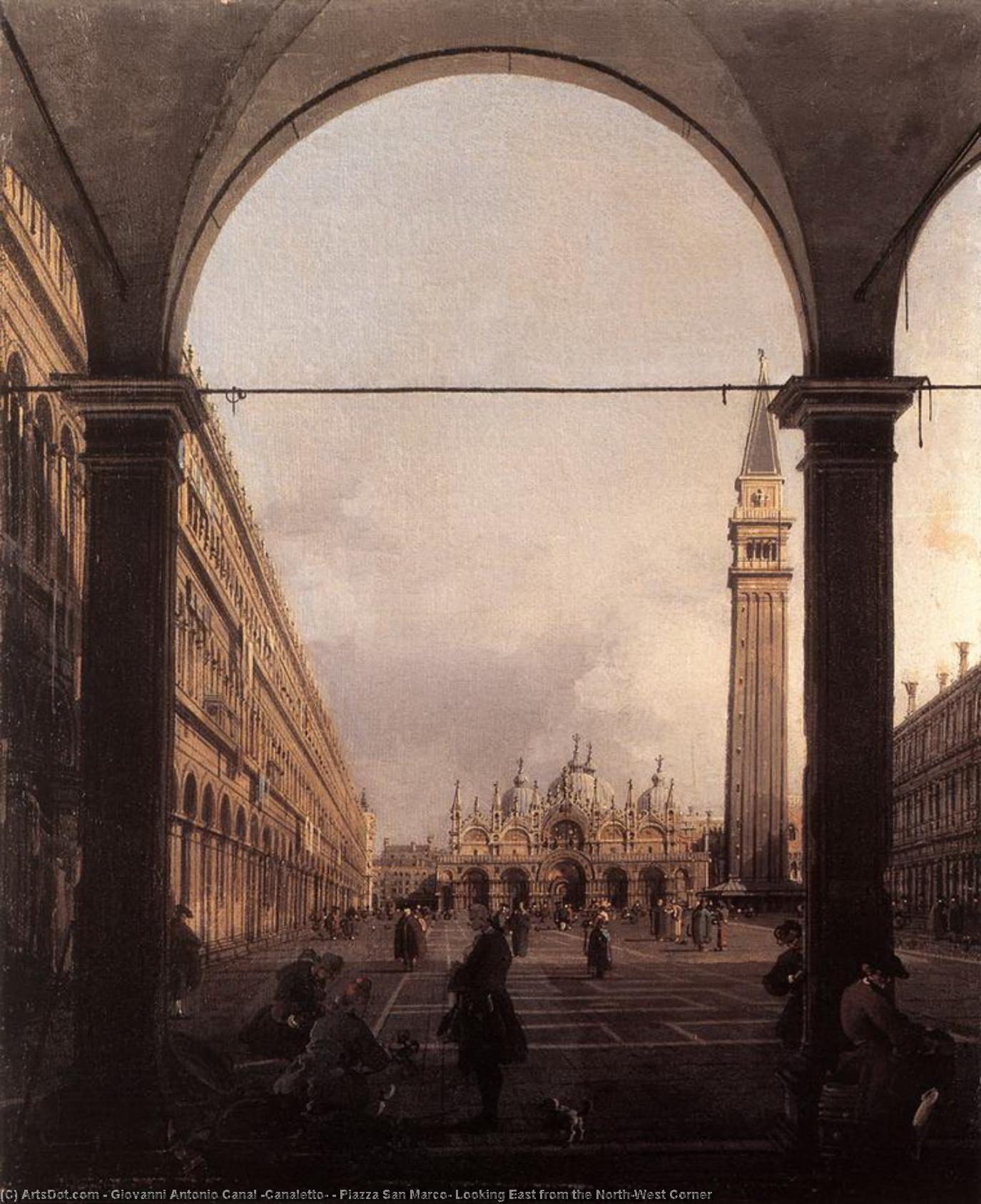 Wikioo.org - The Encyclopedia of Fine Arts - Painting, Artwork by Giovanni Antonio Canal (Canaletto) - Piazza San Marco: Looking East from the North-West Corner