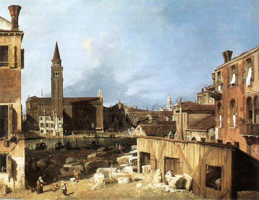Wikioo.org - The Encyclopedia of Fine Arts - Painting, Artwork by Giovanni Antonio Canal (Canaletto) - The Stonemason's Yard