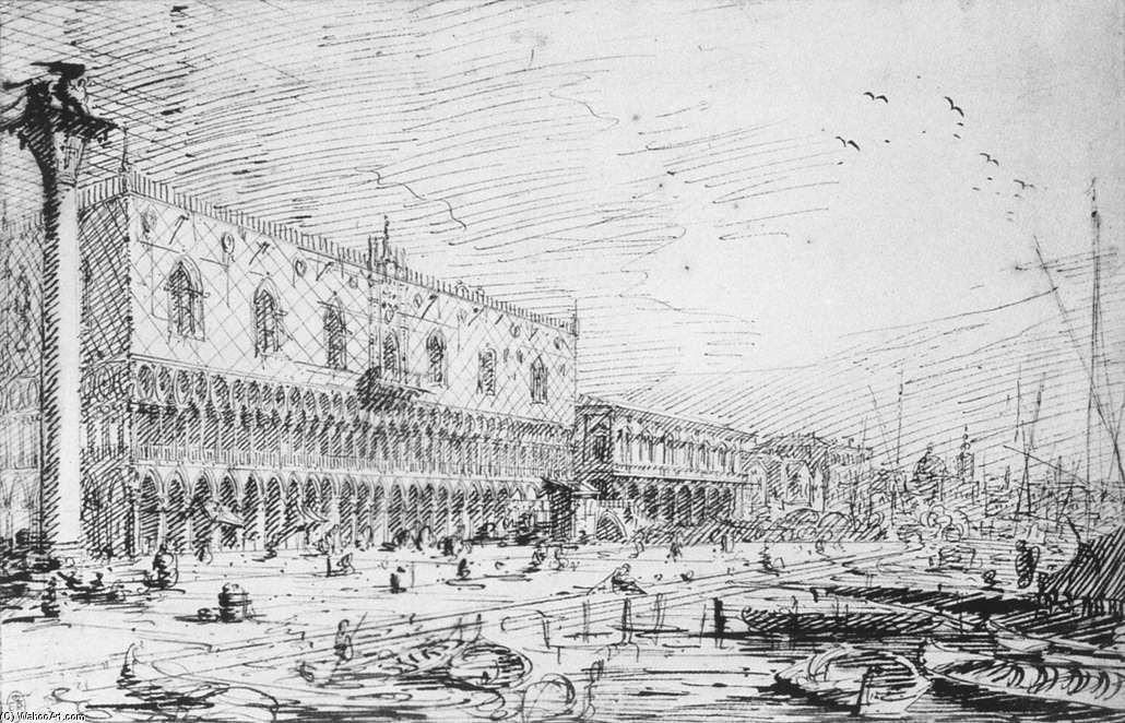 Wikioo.org - The Encyclopedia of Fine Arts - Painting, Artwork by Giovanni Antonio Canal (Canaletto) - Venice: Riva degli Schiavoni