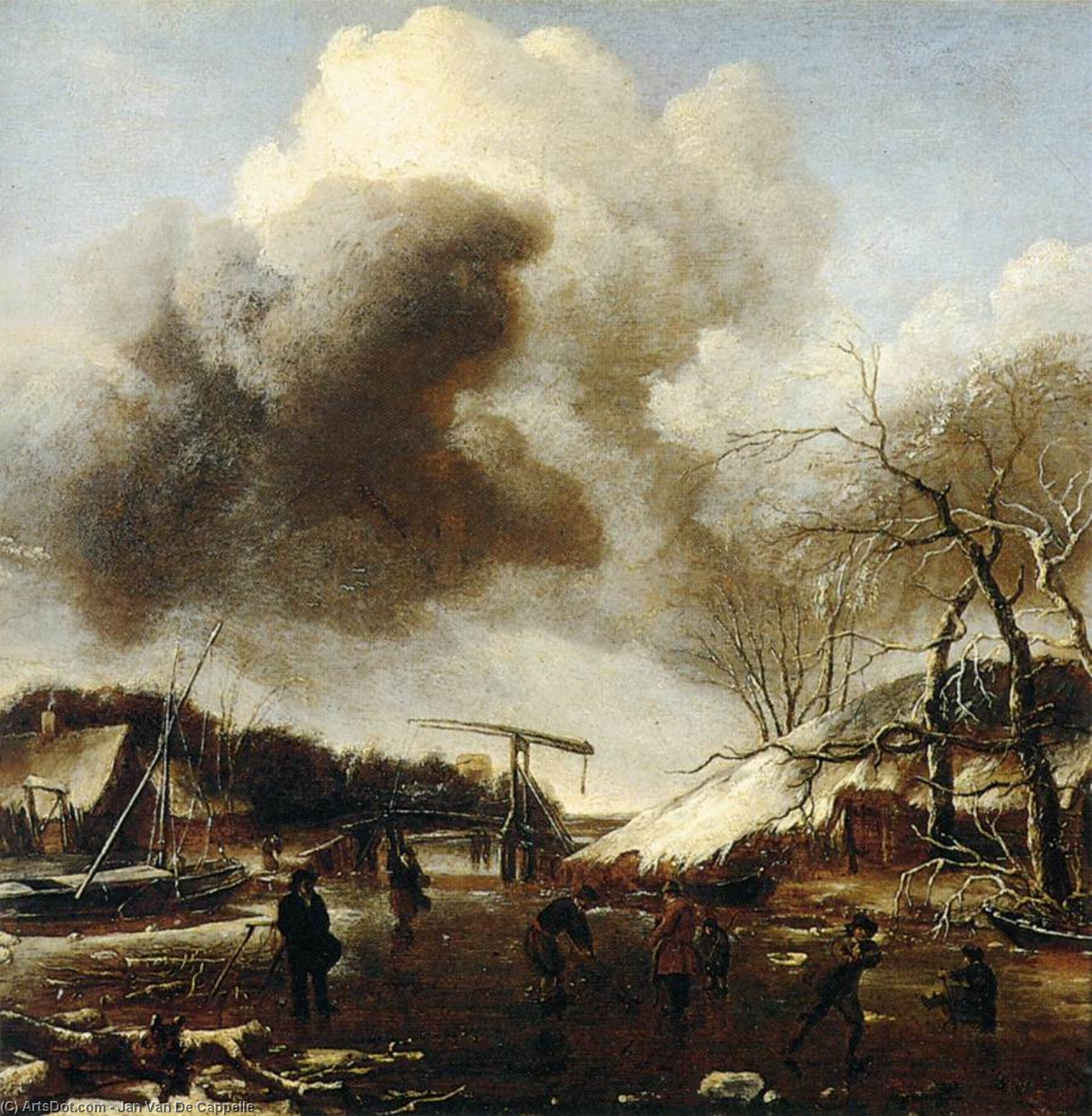 Wikioo.org - The Encyclopedia of Fine Arts - Painting, Artwork by Jan Van De Cappelle - Winter Landscape