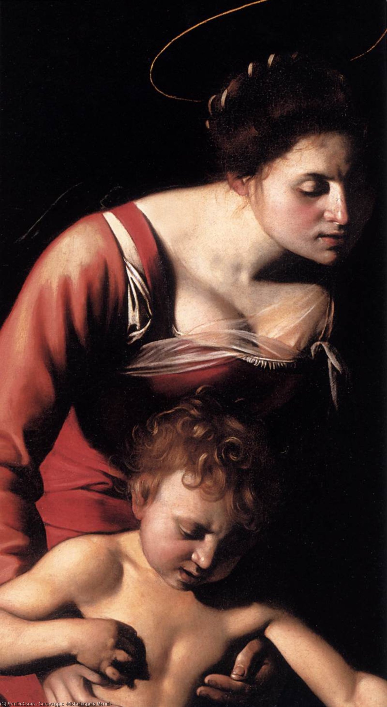 WikiOO.org - Enciklopedija dailės - Tapyba, meno kuriniai Caravaggio (Michelangelo Merisi) - Madonna Palafrenieri (detail)