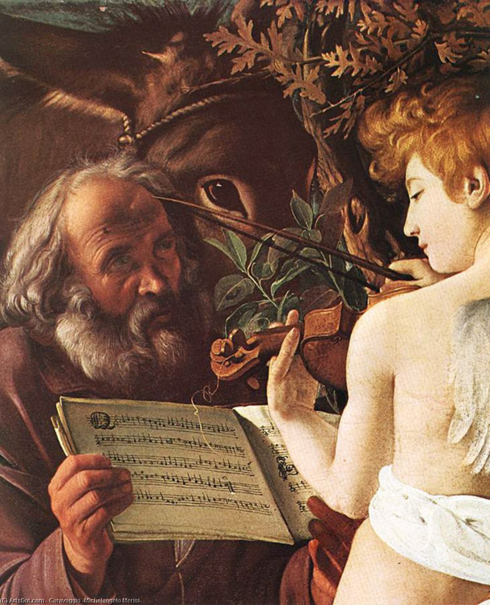 Wikioo.org – L'Enciclopedia delle Belle Arti - Pittura, Opere di Caravaggio (Michelangelo Merisi) - Riposare volo  per  l'egitto  particolare