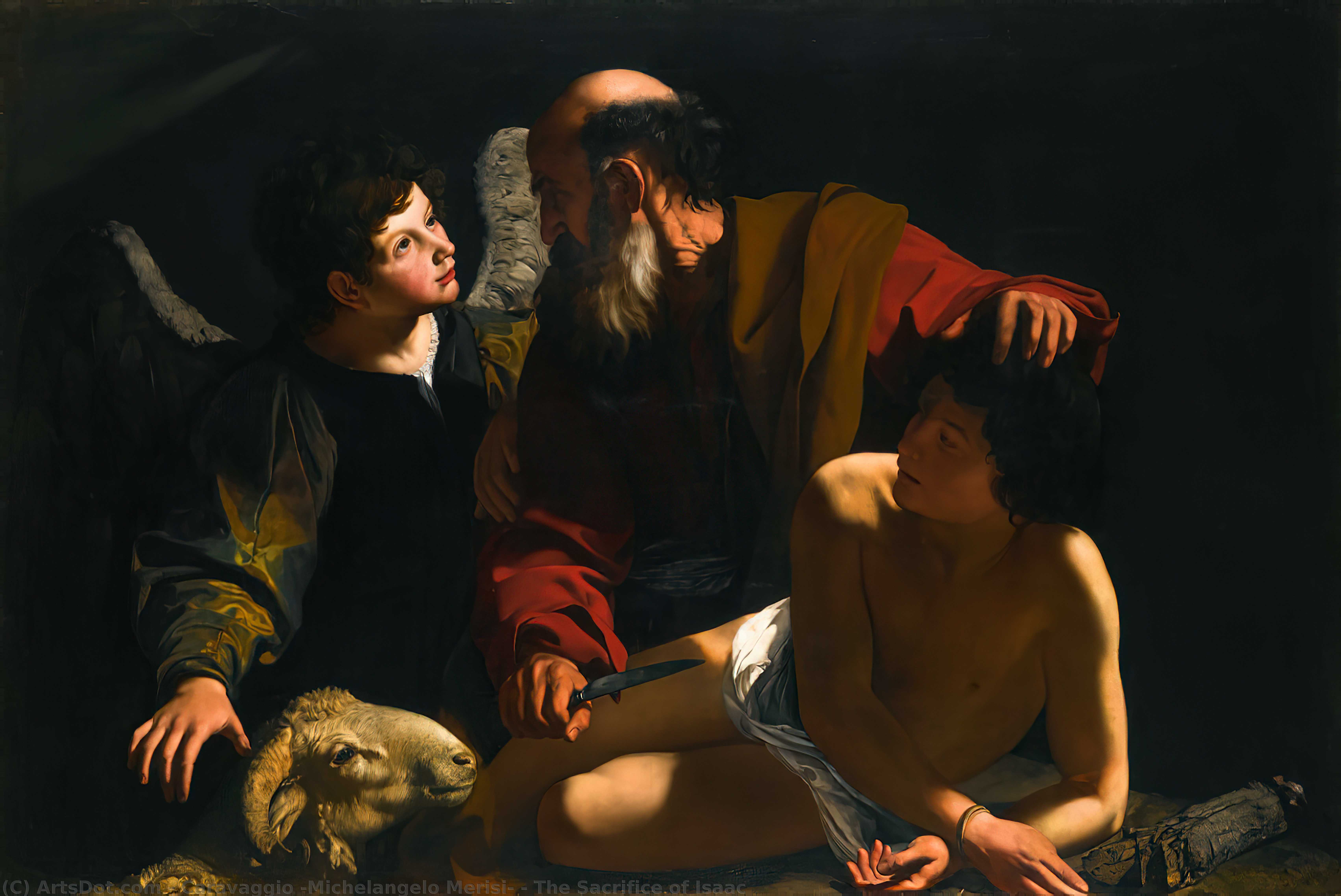 Wikoo.org - موسوعة الفنون الجميلة - اللوحة، العمل الفني Caravaggio (Michelangelo Merisi) - The Sacrifice of Isaac
