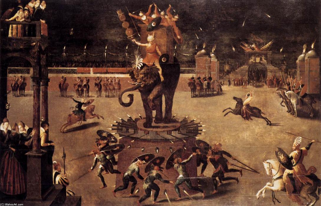 Wikioo.org - The Encyclopedia of Fine Arts - Painting, Artwork by Antoine Caron - Merry-go-round with Elephant