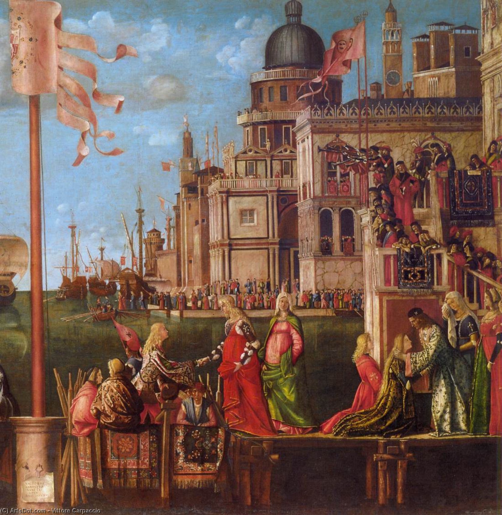 Wikioo.org - The Encyclopedia of Fine Arts - Painting, Artwork by Vittore Carpaccio - Meeting of the Betrothed Couple (detail)