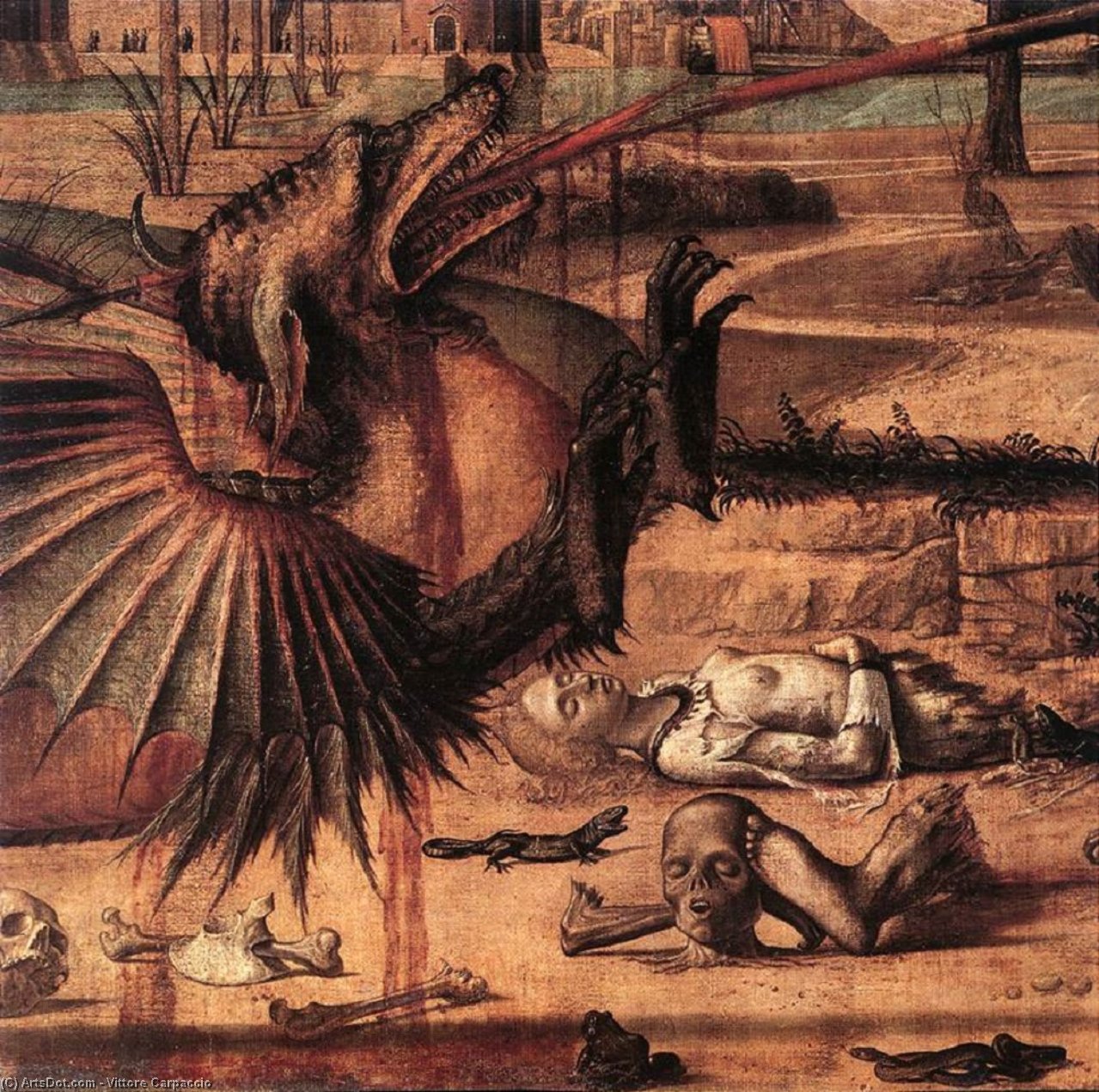 Wikioo.org - The Encyclopedia of Fine Arts - Painting, Artwork by Vittore Carpaccio - St George and the Dragon (detail)