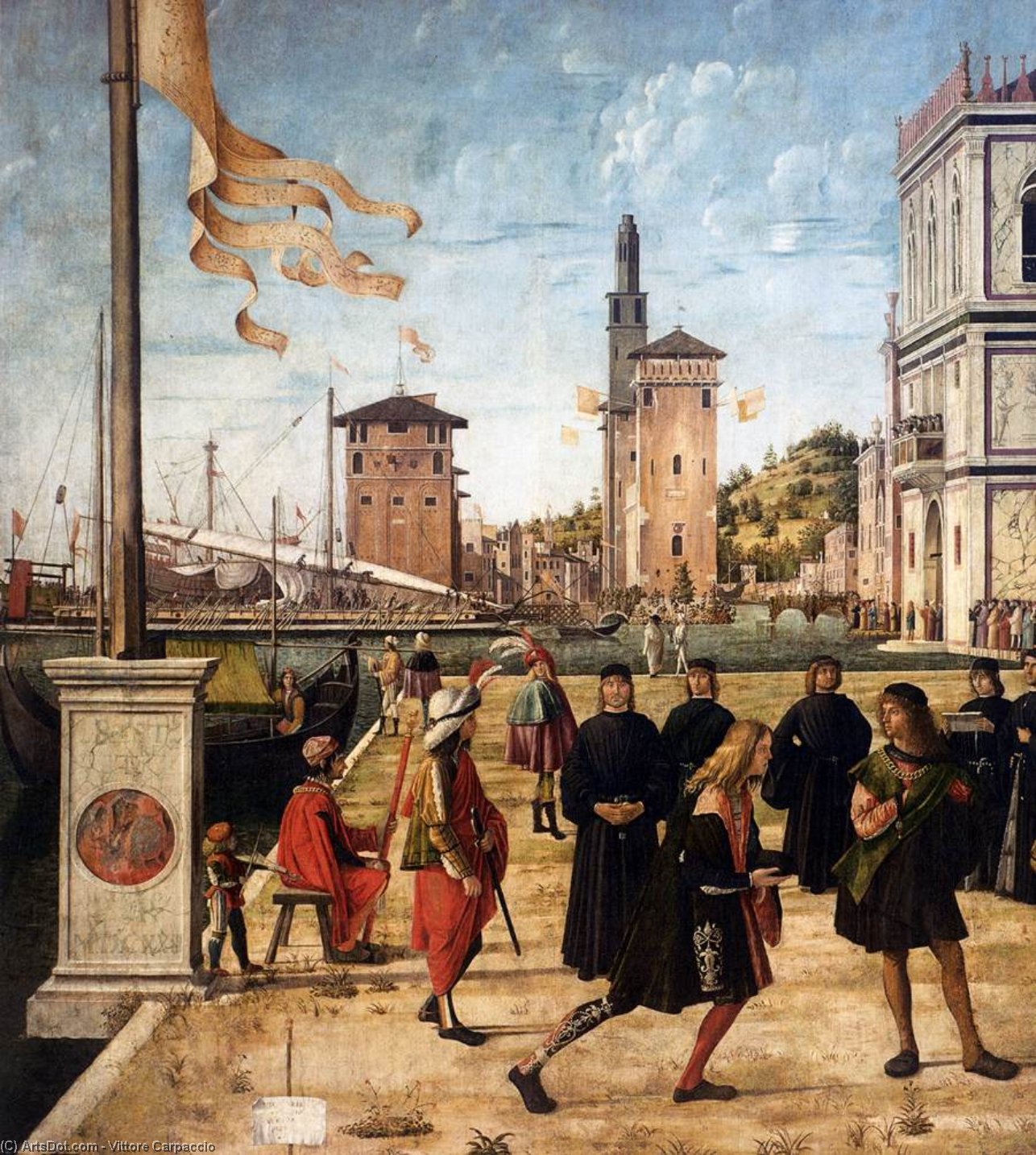 Wikioo.org - The Encyclopedia of Fine Arts - Painting, Artwork by Vittore Carpaccio - The Ambassadors Return to the English Court (detail)