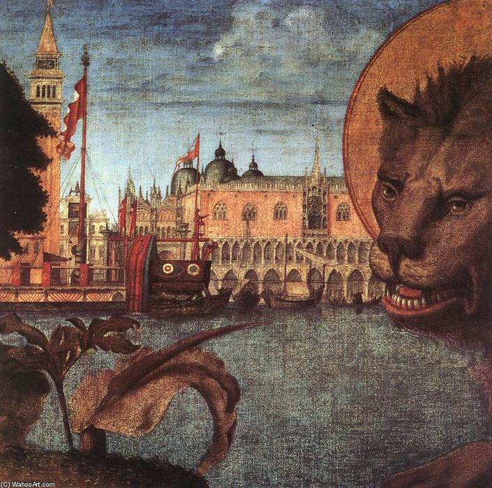 Wikoo.org - موسوعة الفنون الجميلة - اللوحة، العمل الفني Vittore Carpaccio - The Lion of St Mark (detail)