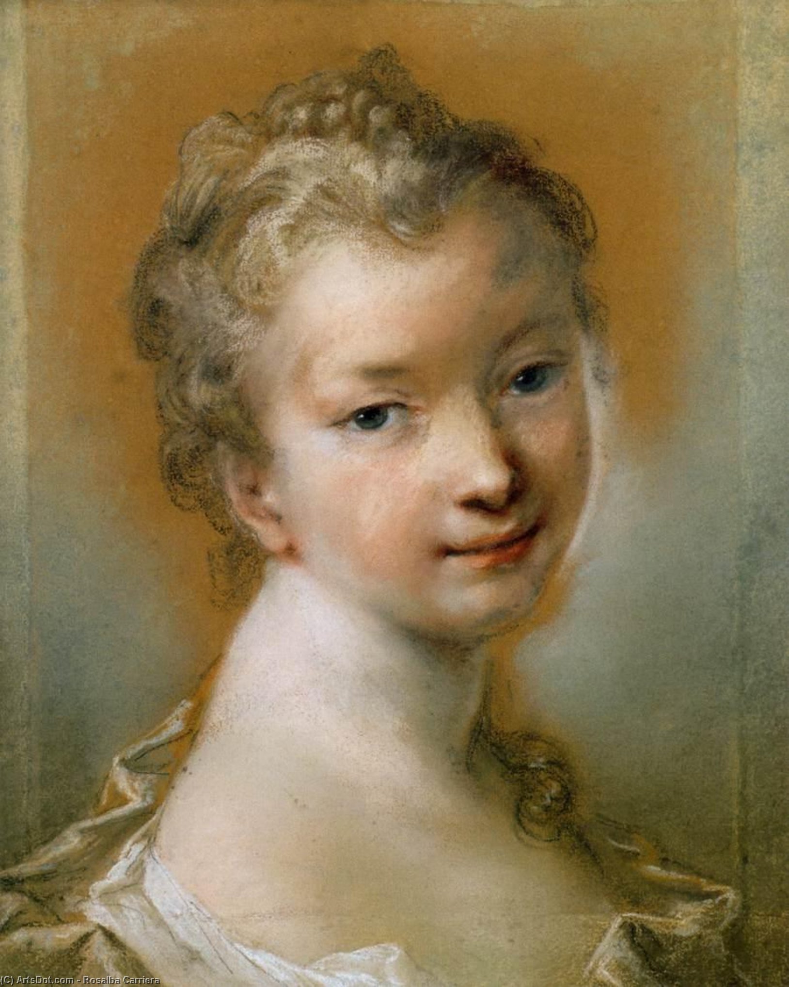 WikiOO.org - Enciklopedija likovnih umjetnosti - Slikarstvo, umjetnička djela Rosalba Carriera - Portrait of a Young Girl