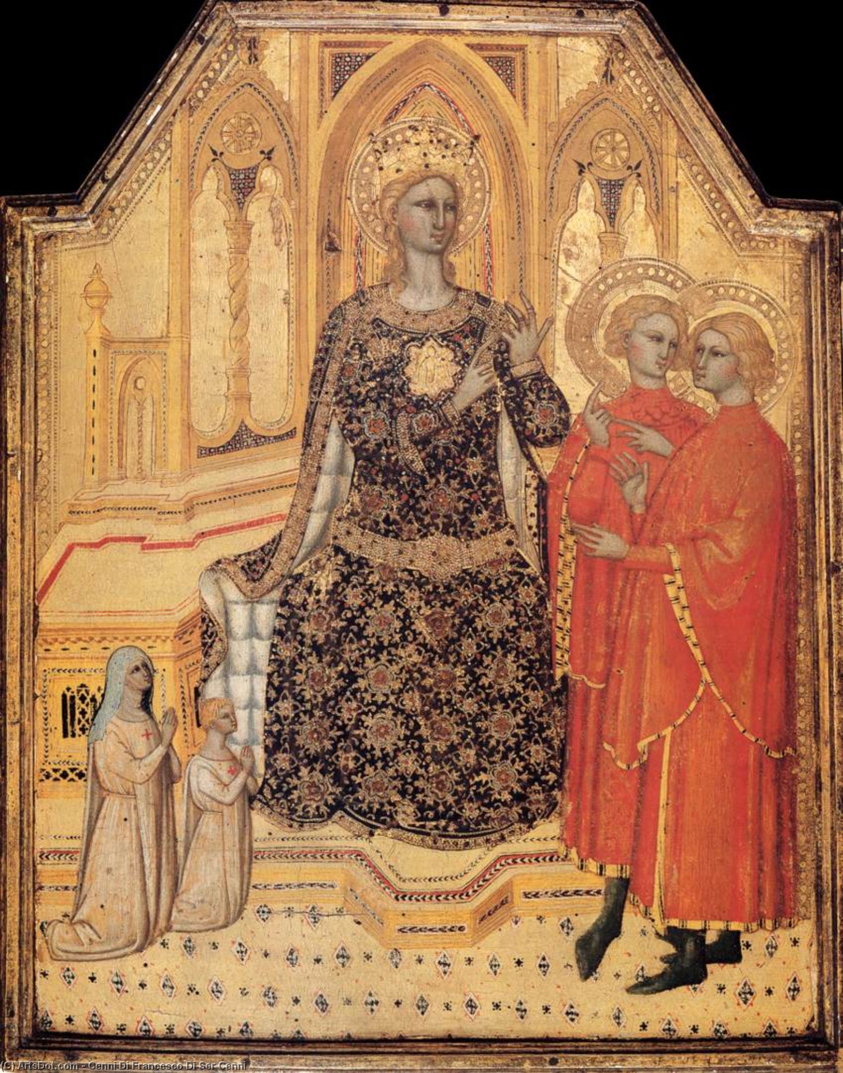 Wikioo.org - The Encyclopedia of Fine Arts - Painting, Artwork by Cenni Di Francesco Di Ser Cenni - St Catherine Enthroned with Two Saints and Two Donors