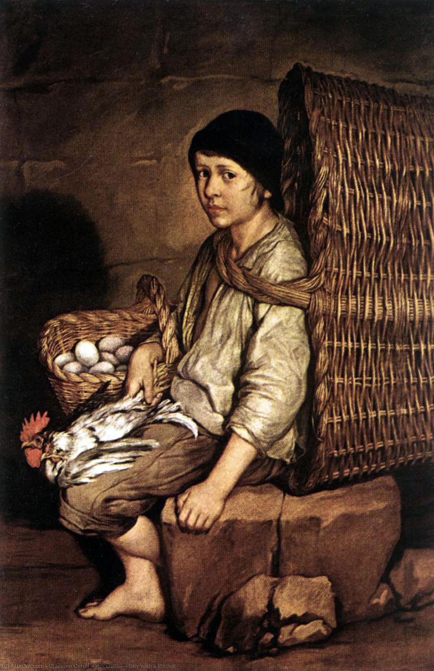 Wikioo.org – L'Encyclopédie des Beaux Arts - Peinture, Oeuvre de Giacomo Ceruti (Pitocchetto) - garçon avec une  panier
