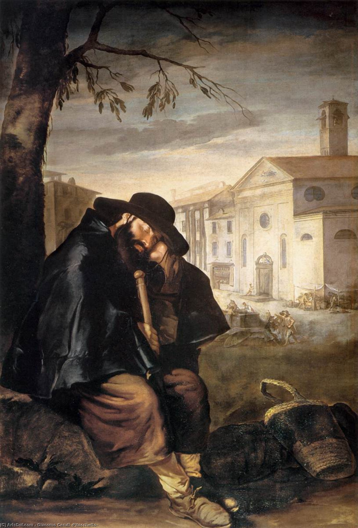 WikiOO.org - Encyclopedia of Fine Arts - Lukisan, Artwork Giacomo Ceruti (Pitocchetto) - Sleeping Pilgrim
