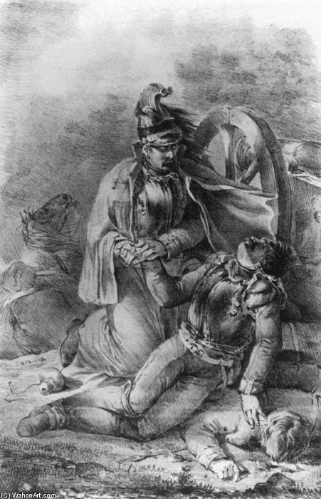 WikiOO.org – 美術百科全書 - 繪畫，作品 Nicolas Toussaint Charlet - 在骑兵死亡