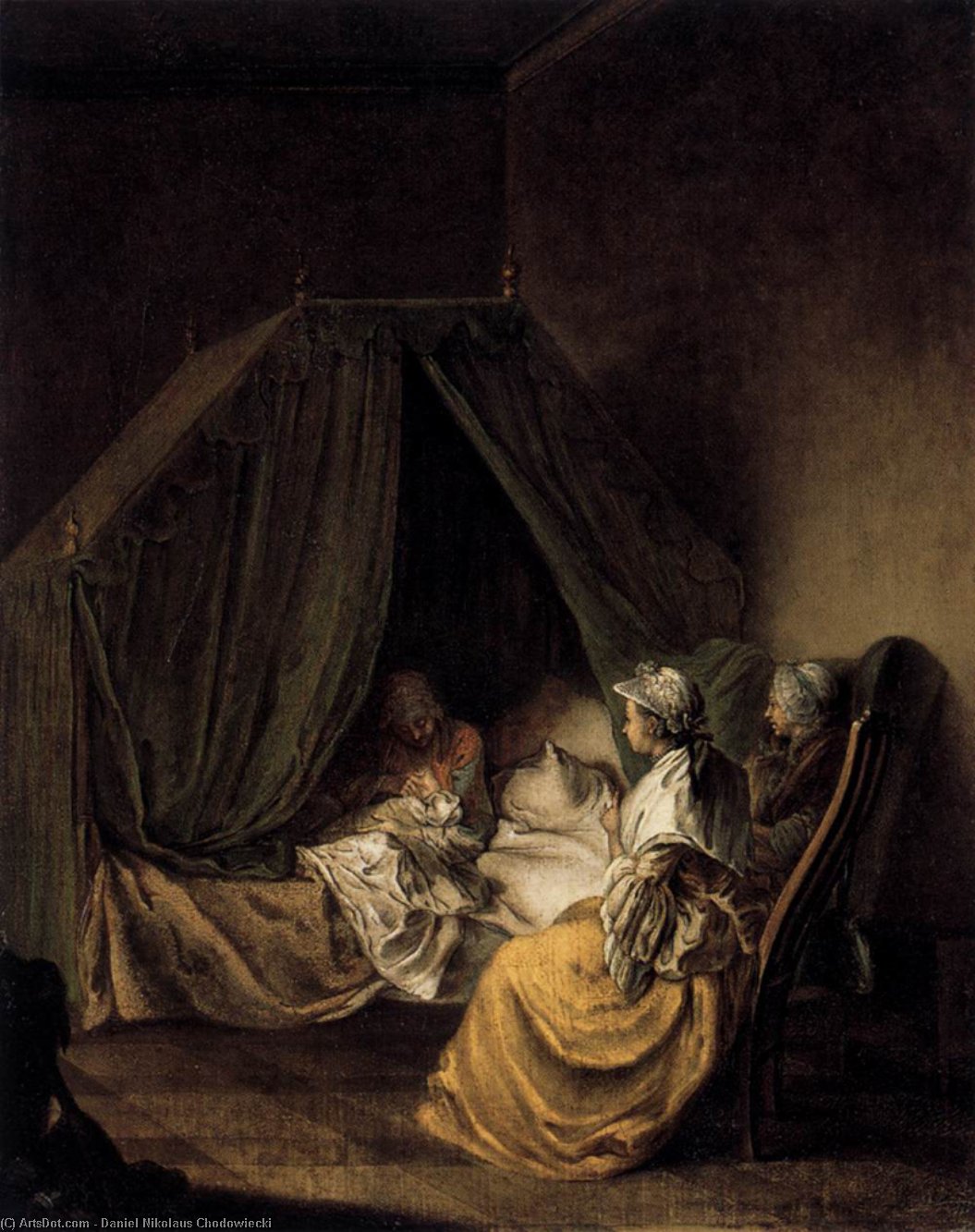 WikiOO.org - Encyclopedia of Fine Arts - Målning, konstverk Daniel Nikolaus Chodowiecki - The Lying-in Room