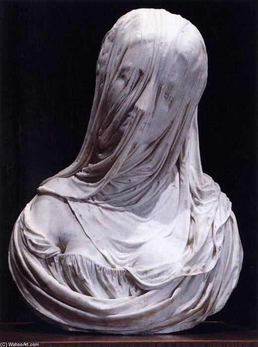 Wikioo.org – La Enciclopedia de las Bellas Artes - Pintura, Obras de arte de Antonio Corradini - Busto de una mujer con velo (Puritas)