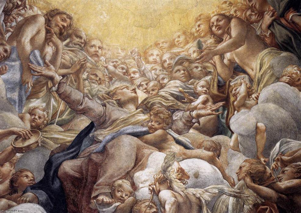 Wikioo.org – La Enciclopedia de las Bellas Artes - Pintura, Obras de arte de Antonio Allegri Da Correggio - assumption` de virgen Detalle