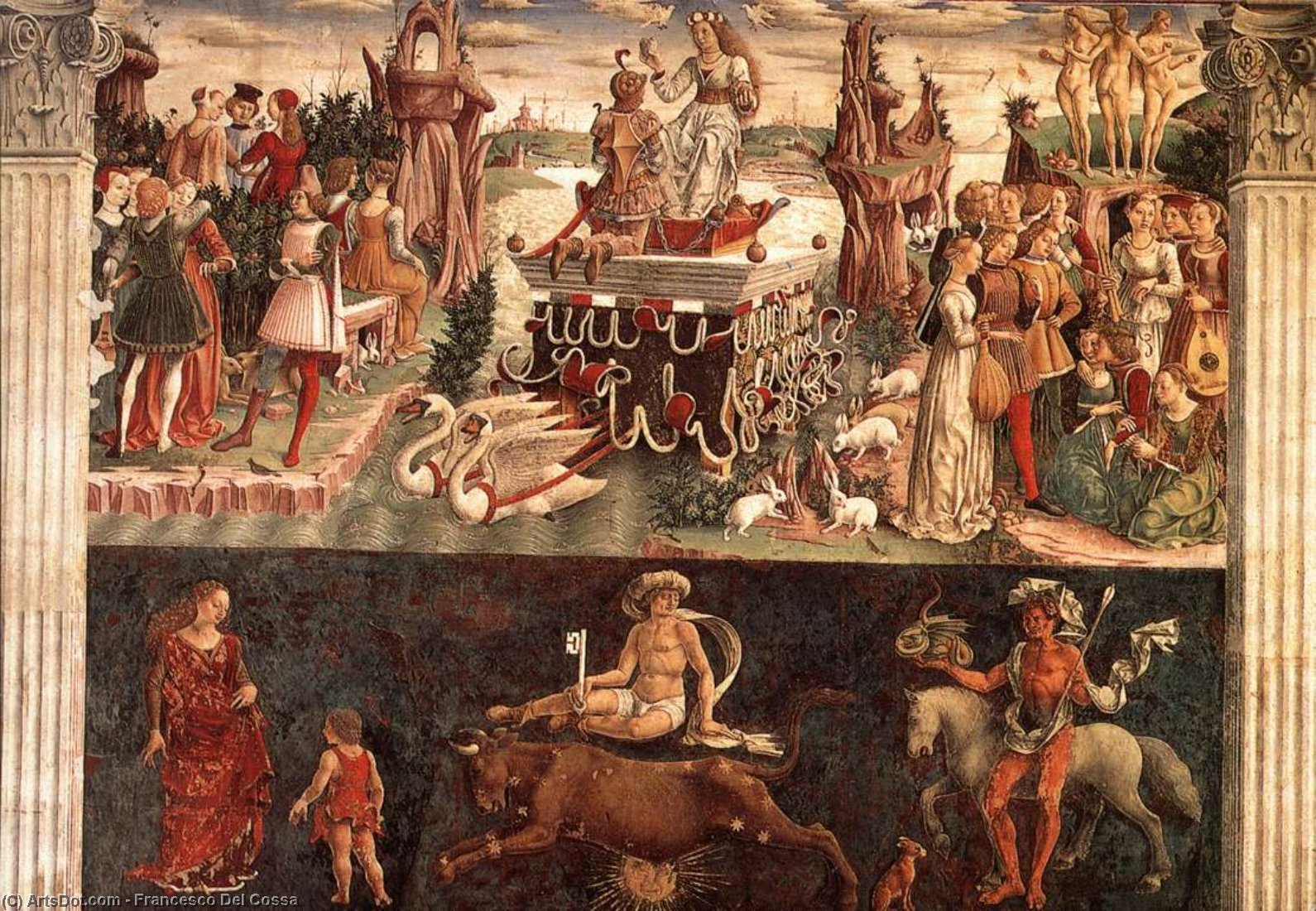 Wikioo.org - The Encyclopedia of Fine Arts - Painting, Artwork by Francesco Del Cossa - Allegory of April: Triumph of Venus