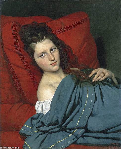 Wikioo.org - The Encyclopedia of Fine Arts - Painting, Artwork by Joseph Désiré Court - Half-length Woman Lying on a Couch