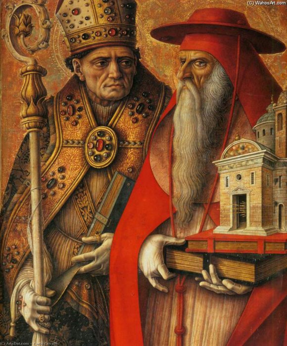 Wikioo.org - The Encyclopedia of Fine Arts - Painting, Artwork by Carlo Crivelli - St Jerome and St Augustine (detail)