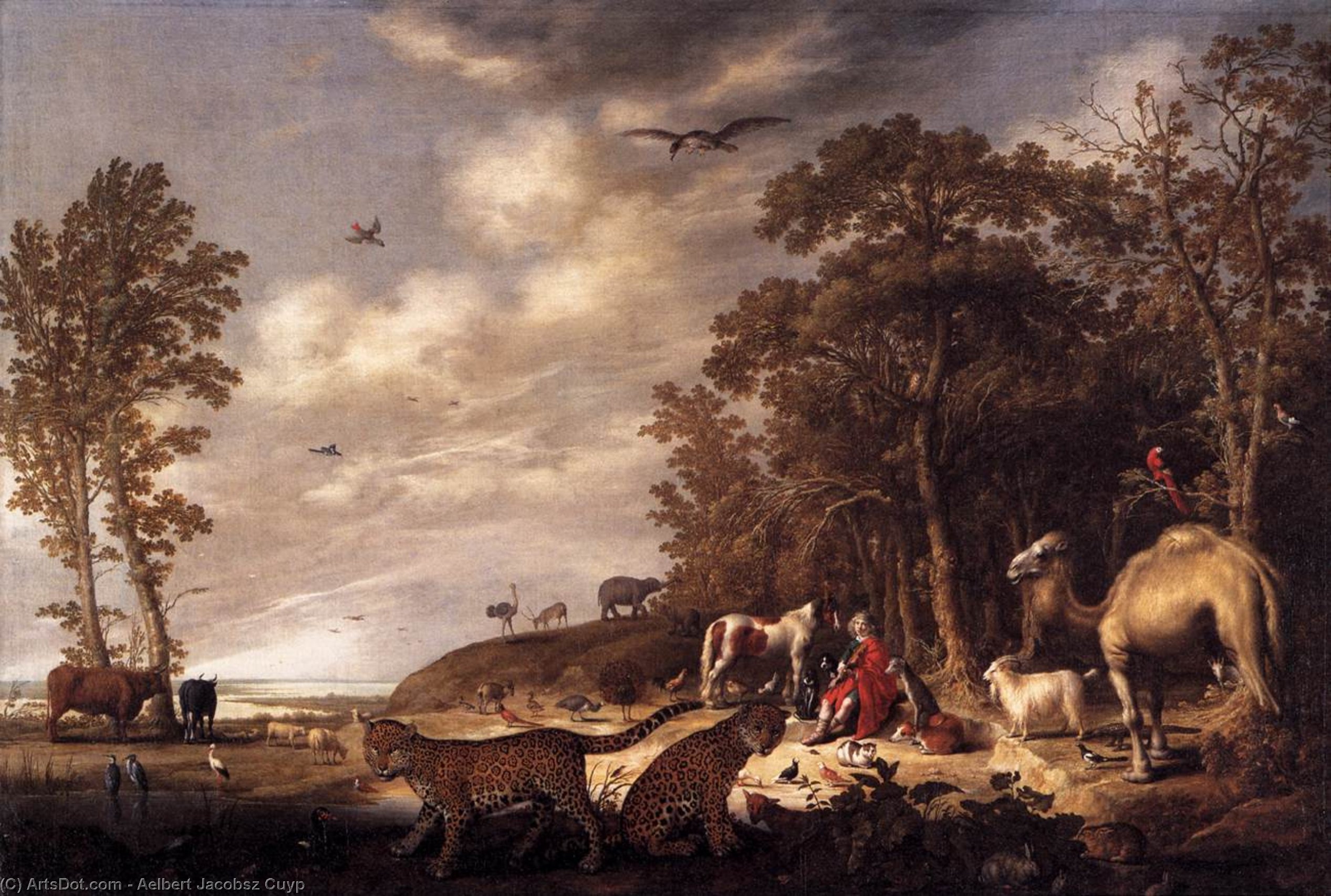 Wikioo.org - The Encyclopedia of Fine Arts - Painting, Artwork by Aelbert Jacobsz Cuyp - Orpheus with Animals in a Landscape