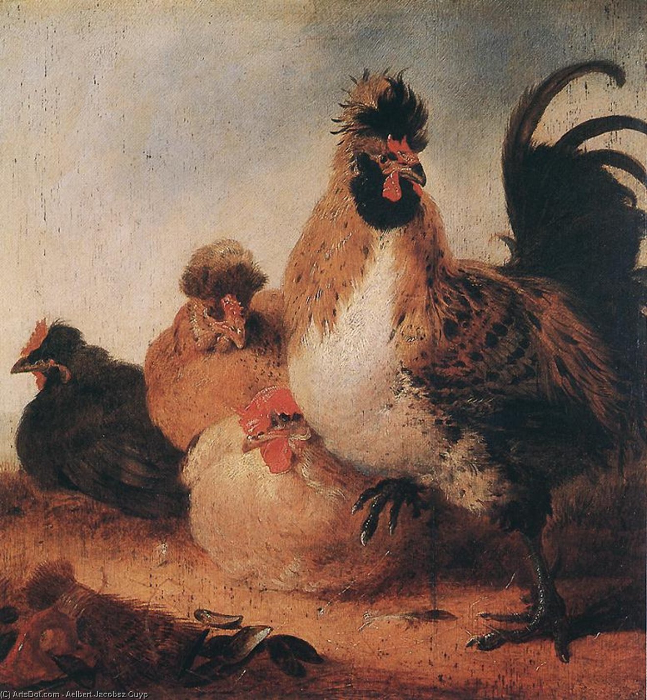 Wikioo.org - The Encyclopedia of Fine Arts - Painting, Artwork by Aelbert Jacobsz Cuyp - Rooster and Hens