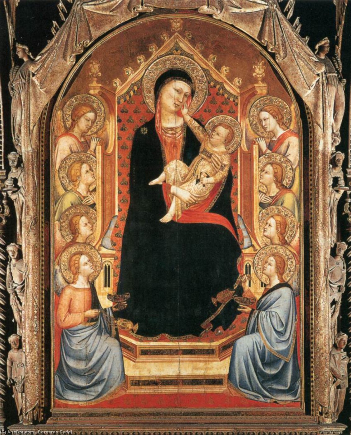 Wikioo.org - The Encyclopedia of Fine Arts - Painting, Artwork by Bernardo Daddi - Orsanmichele Madonna and Child with Angels