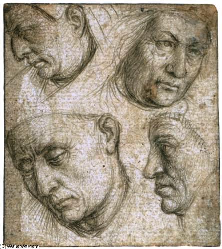 WikiOO.org - Encyclopedia of Fine Arts - Målning, konstverk Gerard David - Study of Four Heads