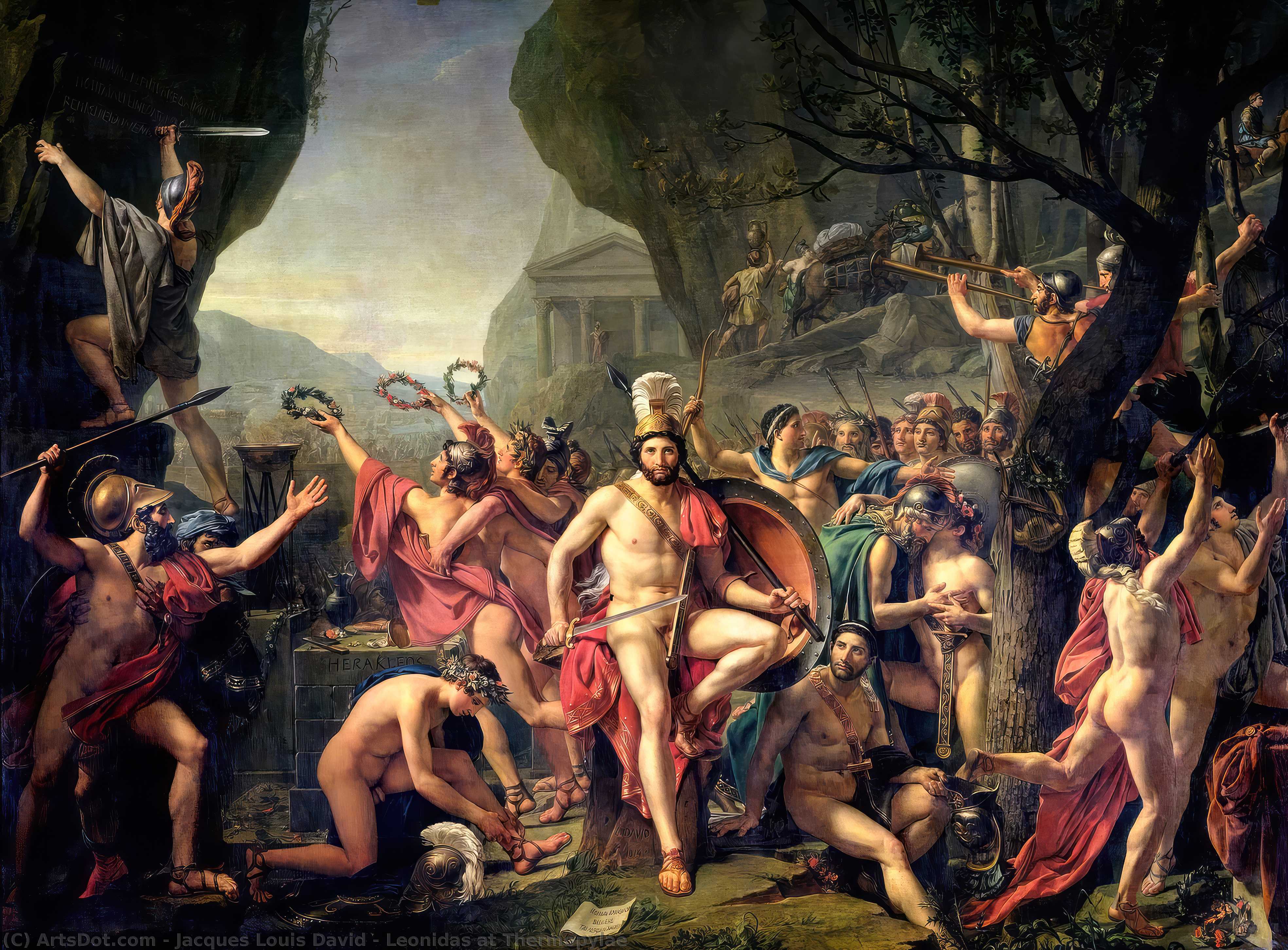 Wikioo.org - Die Enzyklopädie bildender Kunst - Malerei, Kunstwerk von Jacques Louis David - Leonidas an den Thermopylen