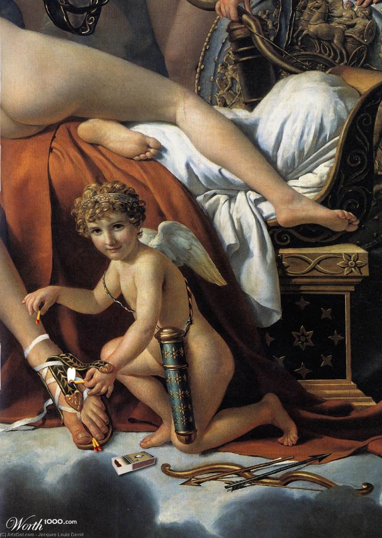 Wikioo.org - The Encyclopedia of Fine Arts - Painting, Artwork by Jacques Louis David - Mars Disarmed by Venus and the Three Graces (detail)