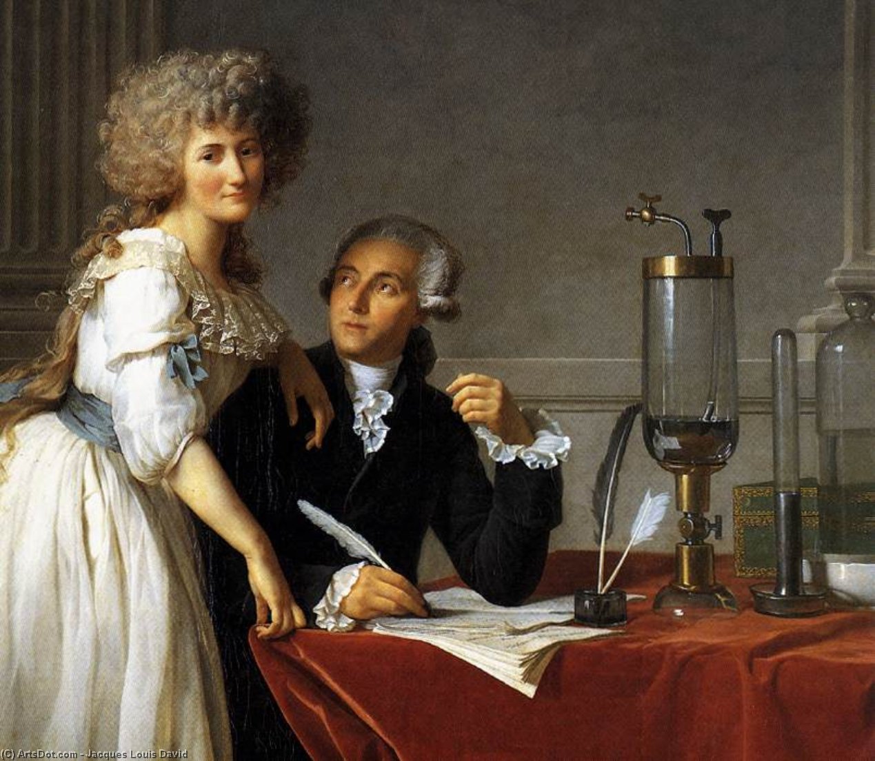Wikioo.org - Encyklopedia Sztuk Pięknych - Malarstwo, Grafika Jacques Louis David - Portrait of Antoine-Laurent and Marie-Anne Lavoisier (detail)