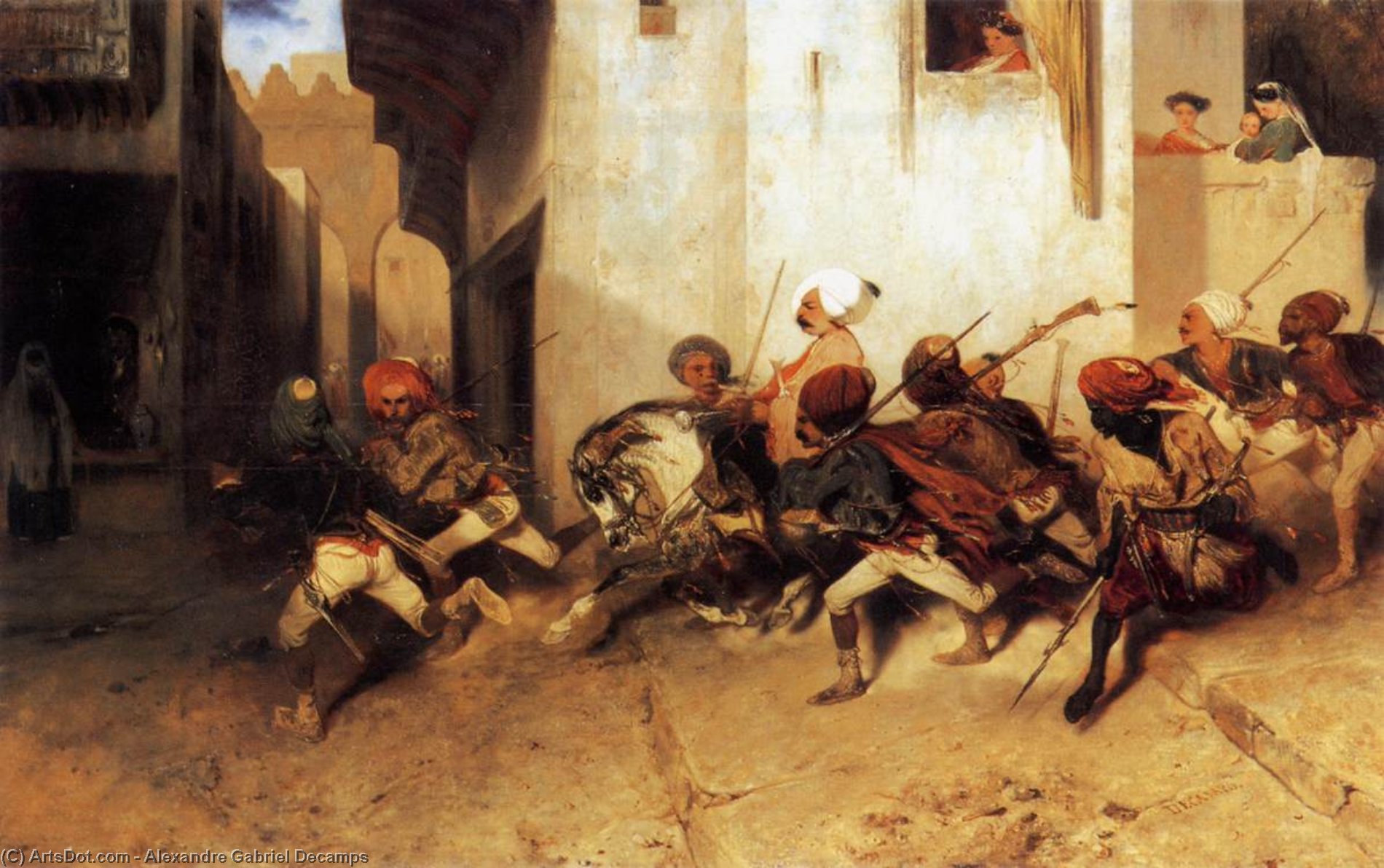 Wikioo.org - The Encyclopedia of Fine Arts - Painting, Artwork by Alexandre Gabriel Decamps - The Turkish Patrol