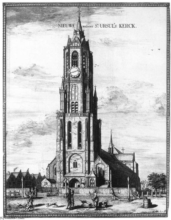 Wikioo.org – L'Enciclopedia delle Belle Arti - Pittura, Opere di Coenraet Decker - Esterno della Nieuwe Kerk a Delft