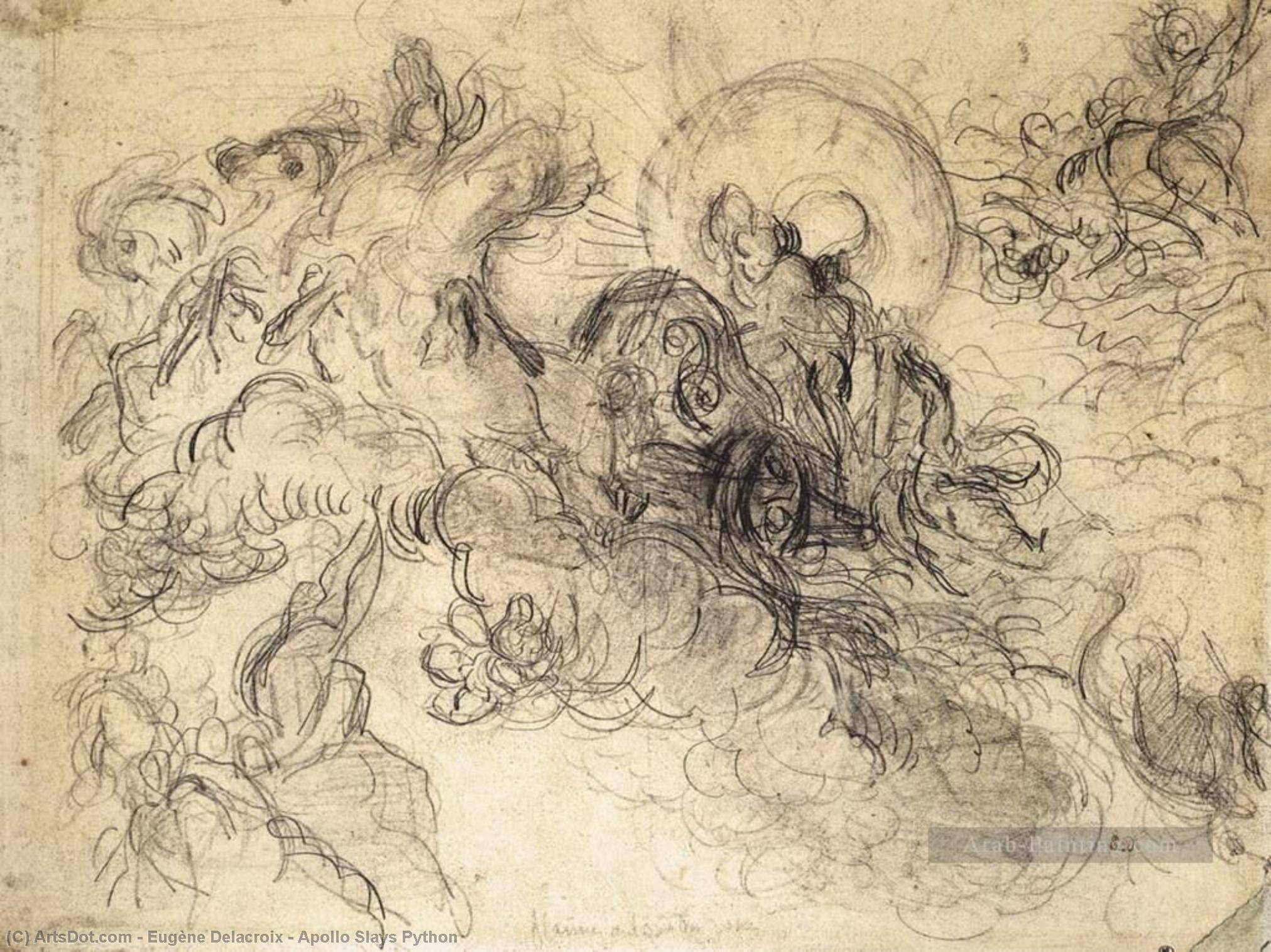 WikiOO.org - Encyclopedia of Fine Arts - Lukisan, Artwork Eugène Delacroix - Apollo Slays Python