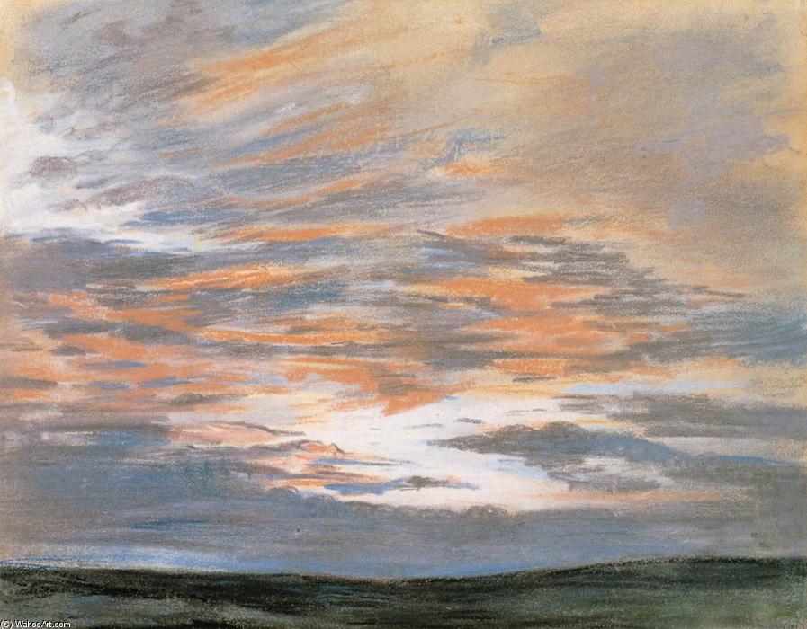 Wikioo.org - Bách khoa toàn thư về mỹ thuật - Vẽ tranh, Tác phẩm nghệ thuật Eugène Delacroix - Study of the Sky at Sunset