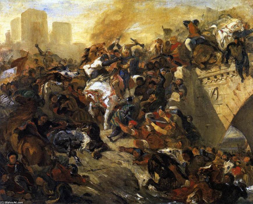 WikiOO.org - Енциклопедия за изящни изкуства - Живопис, Произведения на изкуството Eugène Delacroix - The Battle of Taillebourg (draft)