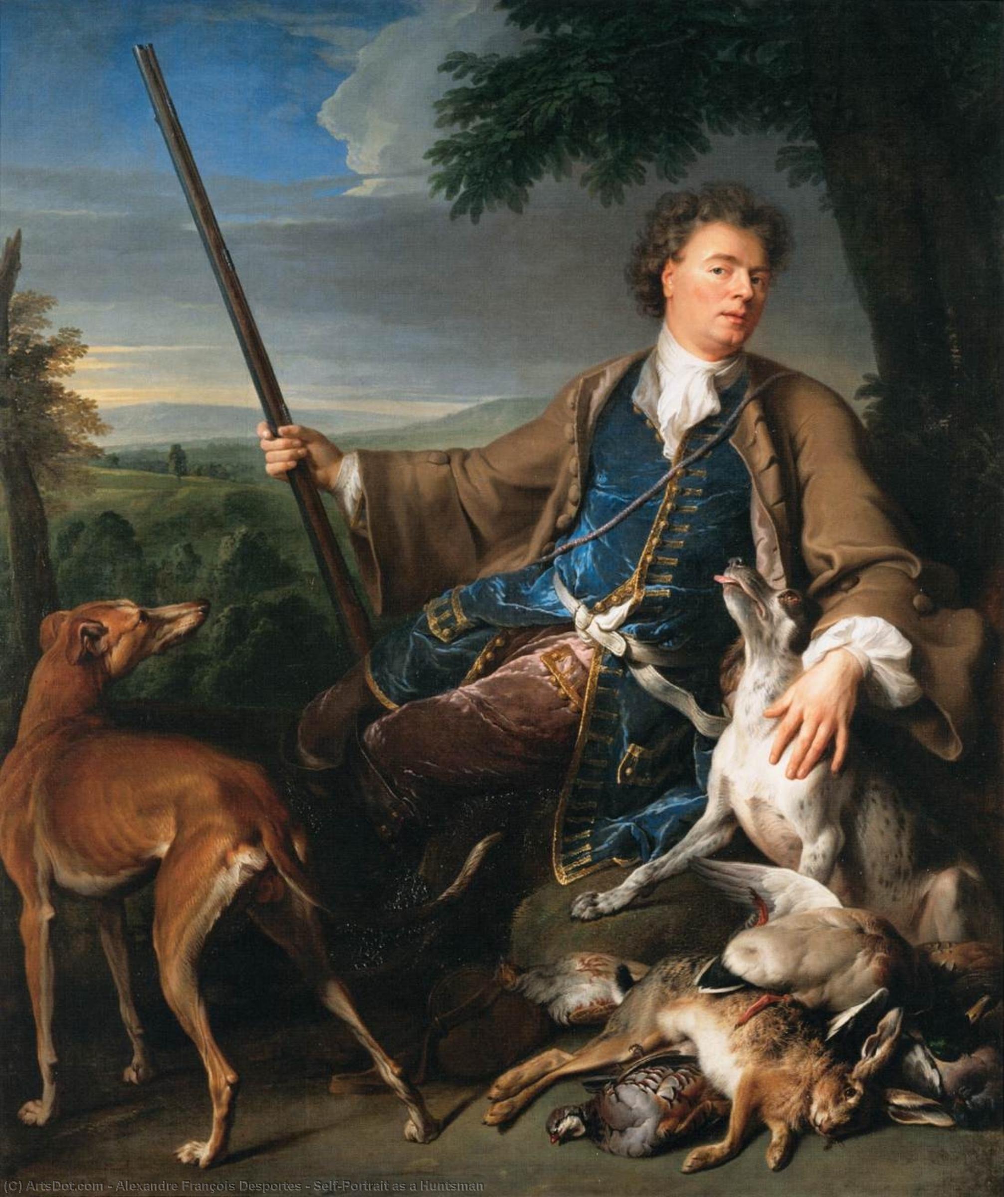 WikiOO.org - Енциклопедия за изящни изкуства - Живопис, Произведения на изкуството Alexandre François Desportes - Self-Portrait as a Huntsman