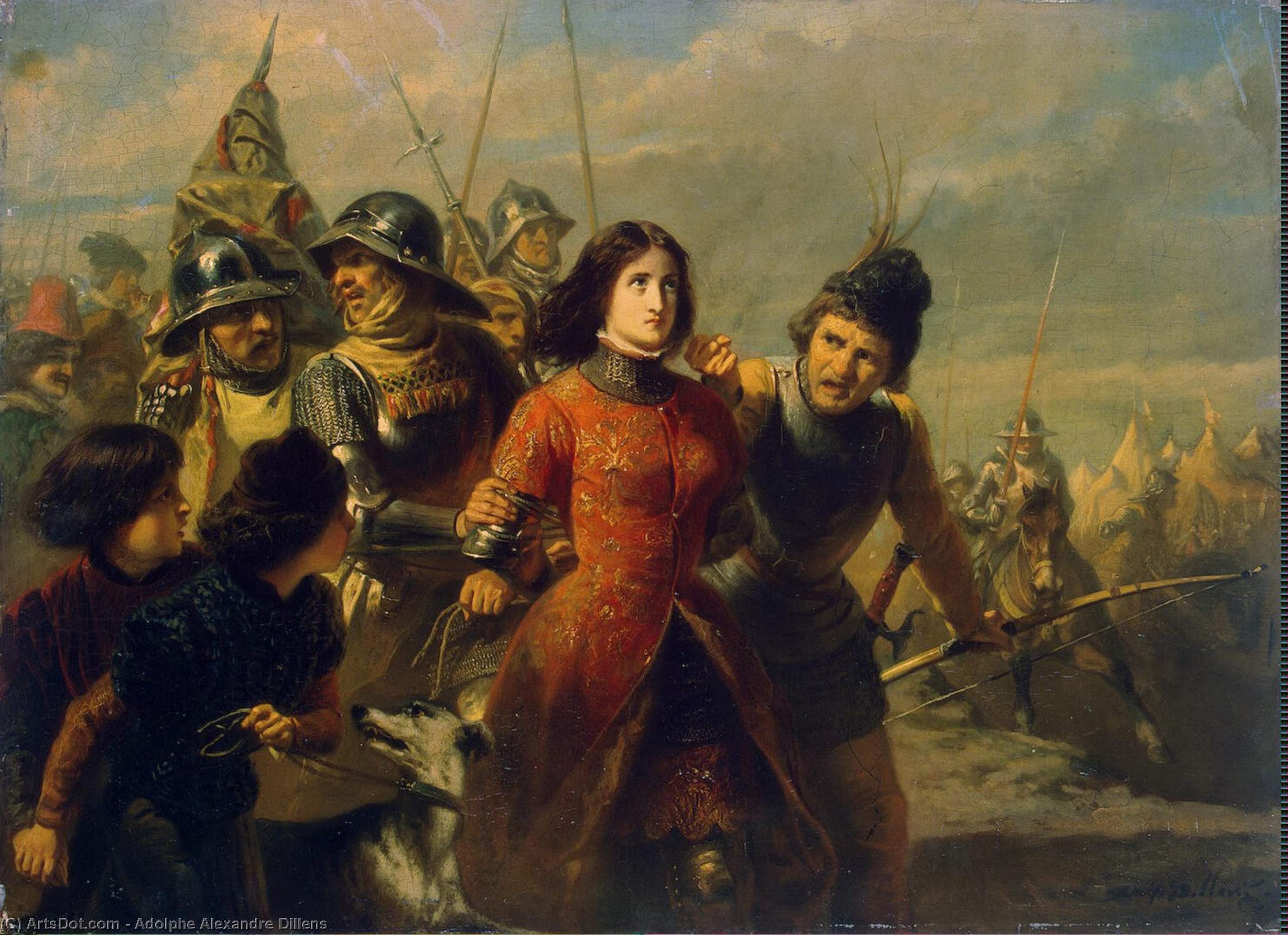 Wikioo.org - The Encyclopedia of Fine Arts - Painting, Artwork by Adolphe Alexandre Dillens - Capture of Joan of Arc