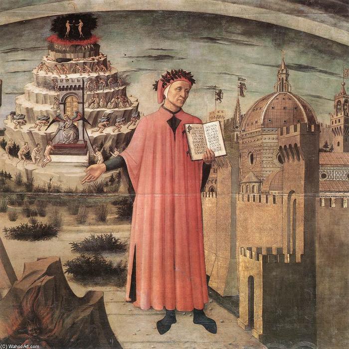 Wikioo.org – L'Encyclopédie des Beaux Arts - Peinture, Oeuvre de Domenico Di Michelino - Dante Illuminating Florence avec son Poème (détail)