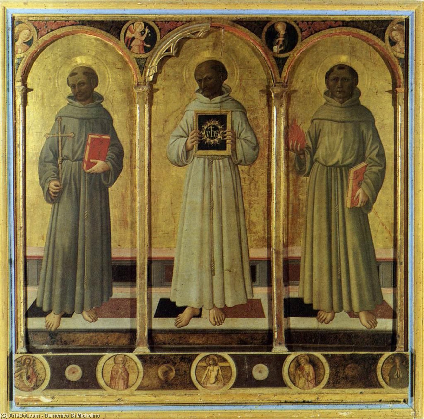 WikiOO.org - Encyclopedia of Fine Arts - Maleri, Artwork Domenico Di Michelino - Three Franciscan Saints