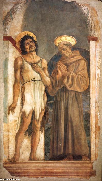 WikiOO.org – 美術百科全書 - 繪畫，作品 Domenico Veneziano -  st  约翰  的  浸礼者 和 圣  弗朗西斯