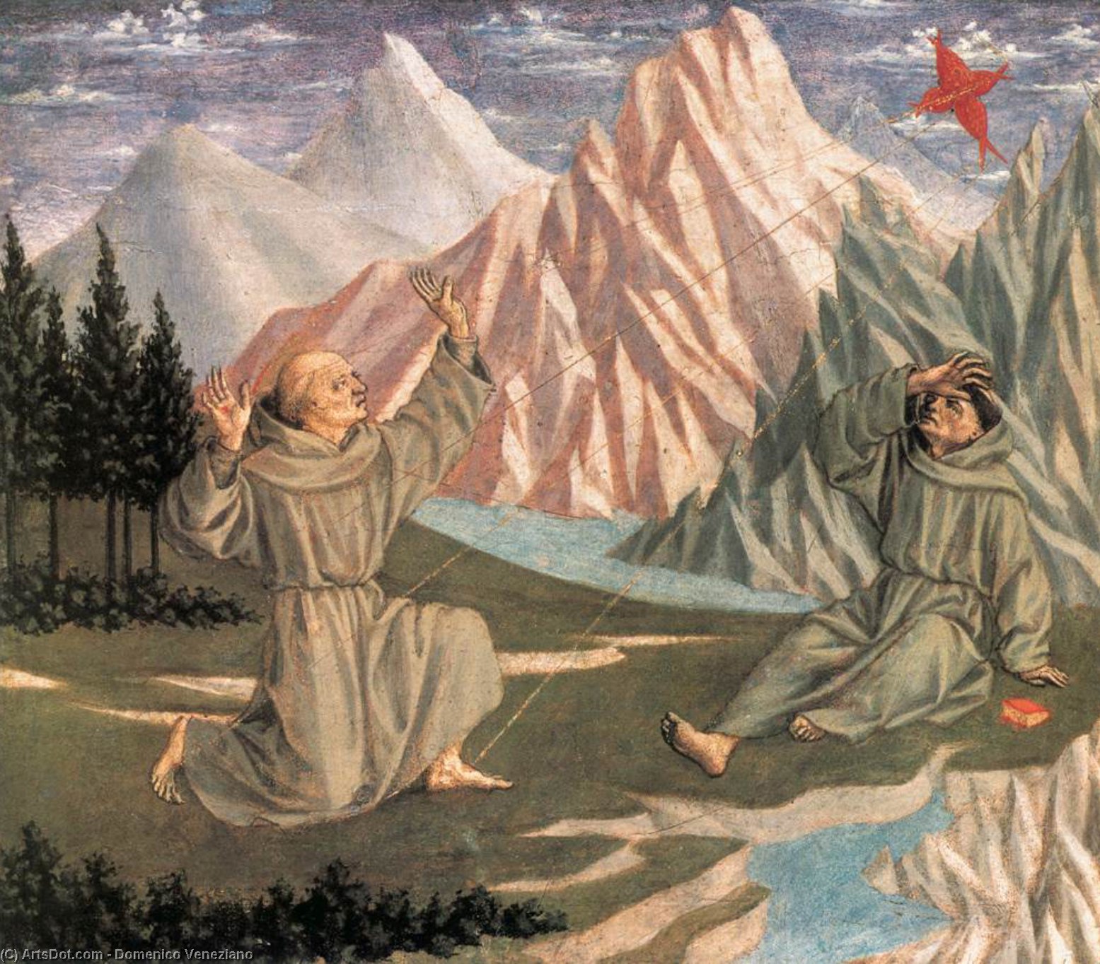 Wikioo.org – L'Encyclopédie des Beaux Arts - Peinture, Oeuvre de Domenico Veneziano - la stigmatisation de st Francis ( prédelle 1 )