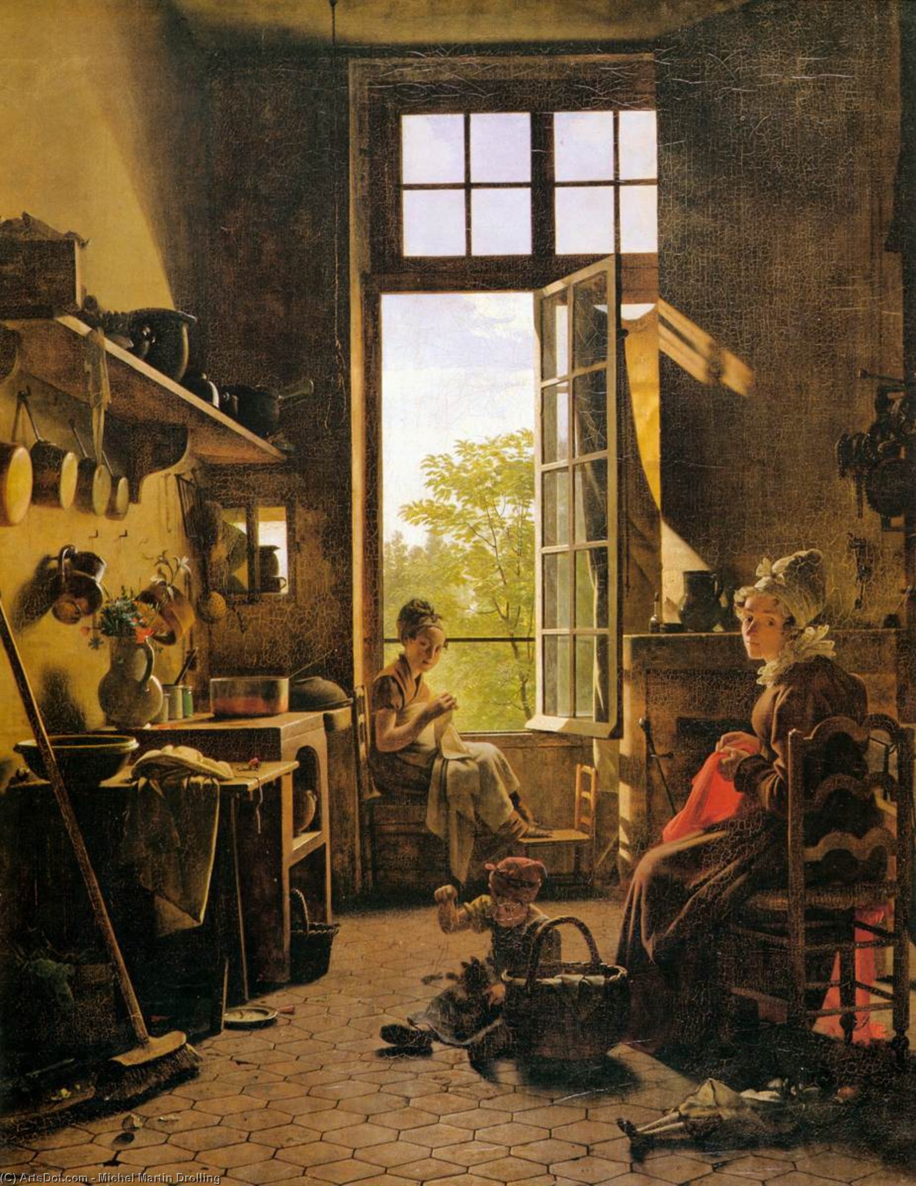 Wikioo.org - The Encyclopedia of Fine Arts - Painting, Artwork by Michel Martin Drolling - Interior of a Kitchen (detail)