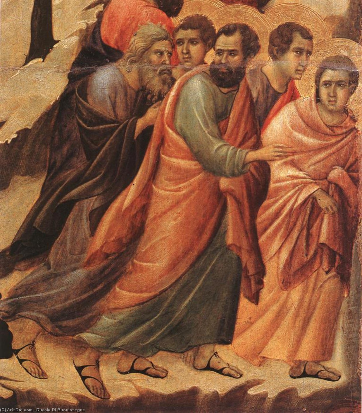Wikioo.org – L'Encyclopédie des Beaux Arts - Peinture, Oeuvre de Duccio Di Buoninsegna - jésus christ prises  prisonnier  détail
