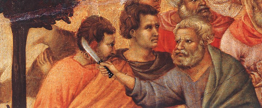 Wikioo.org – L'Enciclopedia delle Belle Arti - Pittura, Opere di Duccio Di Buoninsegna - cristo preso  arrestato  particolare