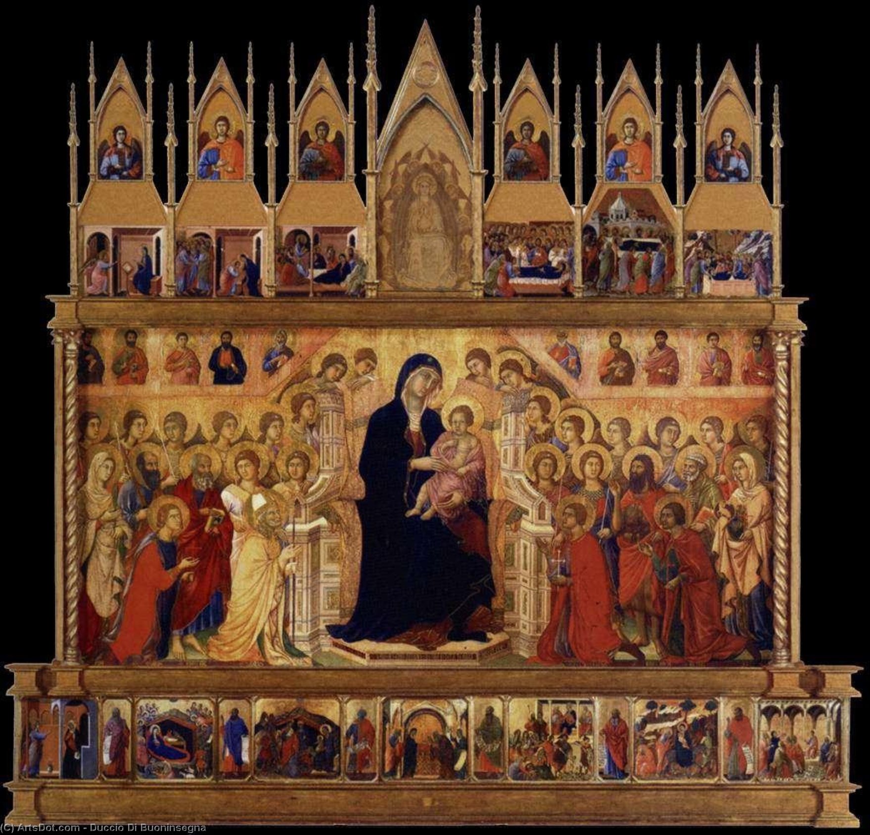 WikiOO.org - Enciklopedija likovnih umjetnosti - Slikarstvo, umjetnička djela Duccio Di Buoninsegna - Conjectural reconstrruction of the Maestà (front)