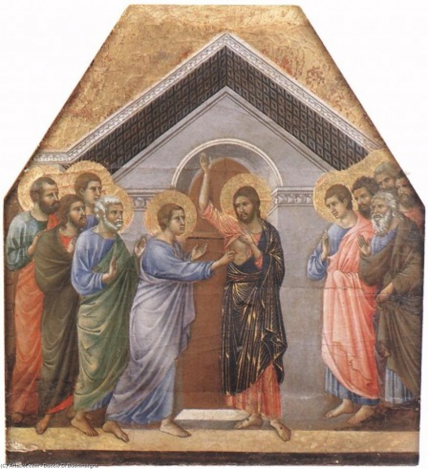 WikiOO.org - 백과 사전 - 회화, 삽화 Duccio Di Buoninsegna - Doubting Thomas
