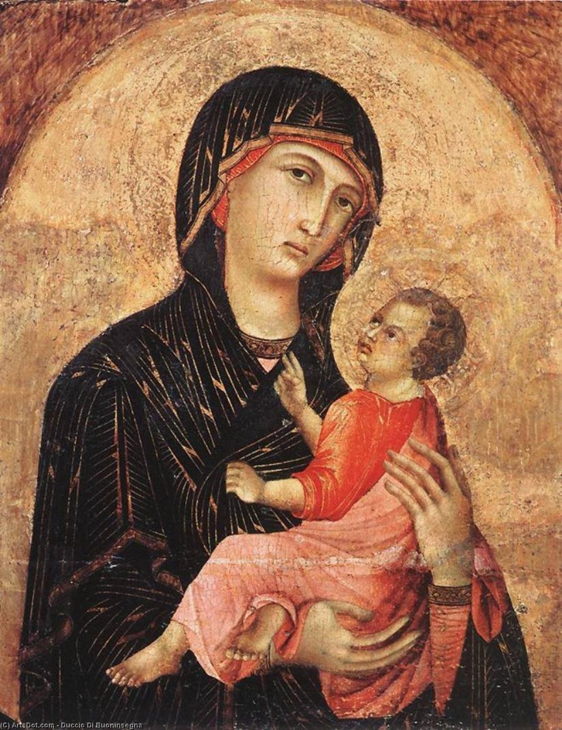 Wikioo.org - The Encyclopedia of Fine Arts - Painting, Artwork by Duccio Di Buoninsegna - Madonna and Child (no. 593)