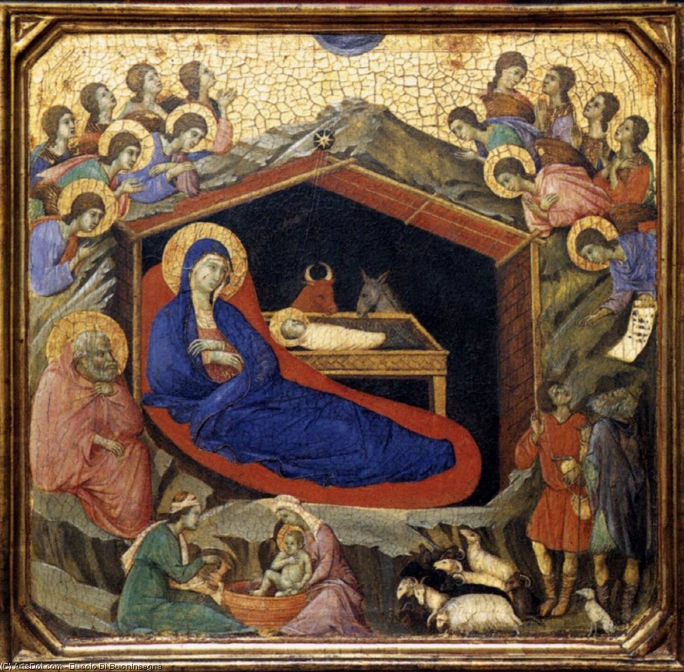 WikiOO.org - 백과 사전 - 회화, 삽화 Duccio Di Buoninsegna - Nativity