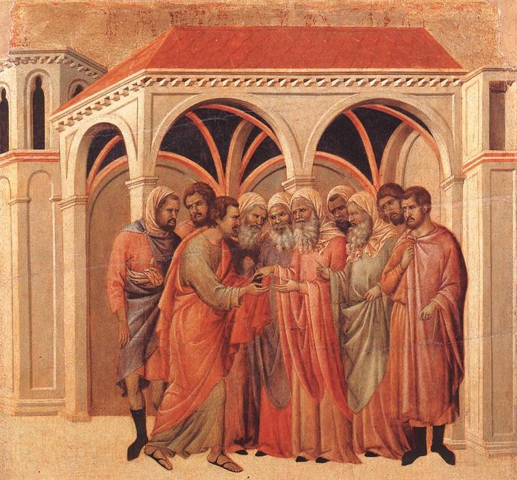 Wikioo.org - สารานุกรมวิจิตรศิลป์ - จิตรกรรม Duccio Di Buoninsegna - Pact of Judas